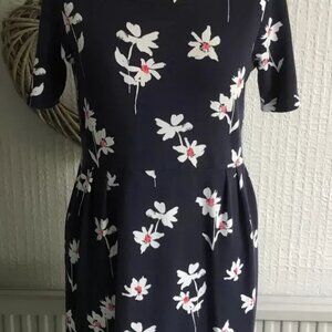 Women'S Joules USA 14 'Beth' Dress Floral Print Navy Mix Jersey Short Sleeves